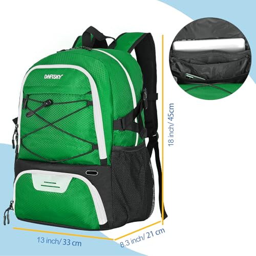 DAFISKY Basketball Backpack Basketball Bag with Ball Holder Shoes Compartment Sports Equipment Bag for Soccer Ball Volleyball Green - Image 3