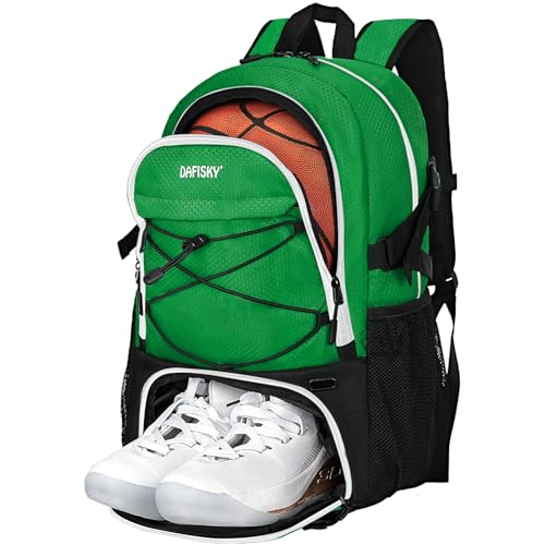 DAFISKY Basketball Backpack Basketball Bag with Ball Holder Shoes Compartment Sports Equipment Bag for Soccer Ball Volleyball Green - Image 1