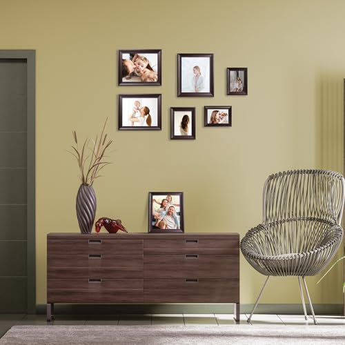 iRahmen 5x7 Picture Frame Set of 4, Dark Brown Rustic Retro Photo Frame with Real Glass, 5 x 7 Frames for Wall Mount and Tabletop Display - Image 2