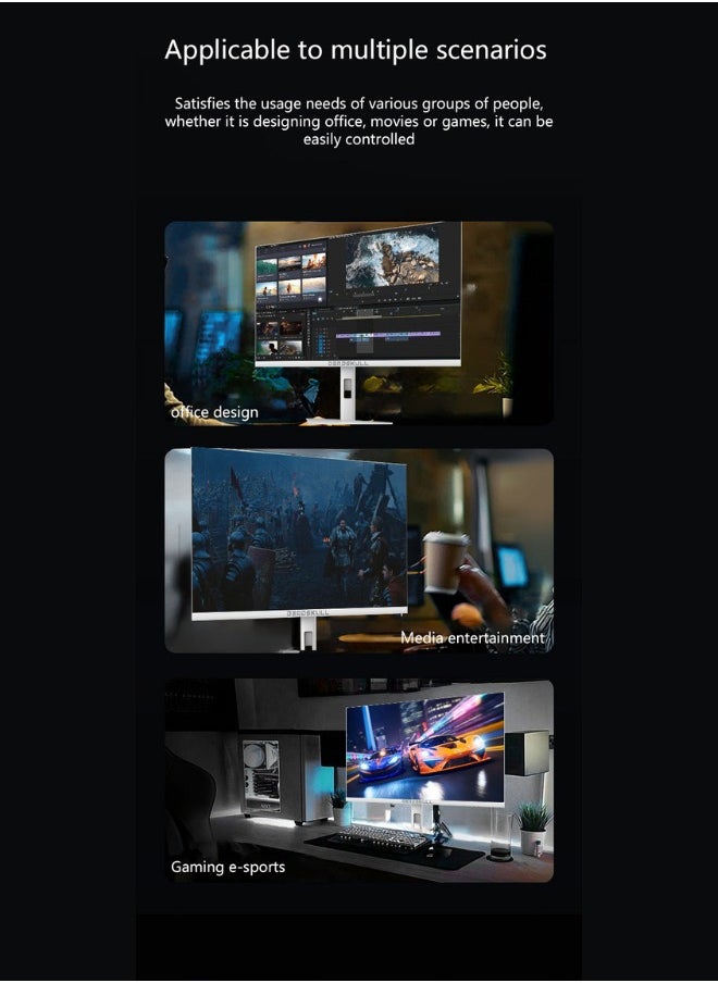 DEADSKULL - 27 Inch GMX27P Gaming Monitor 2K QHD 2560x1440, LED Panel Type, 180Hz Refresh Rate, 1ms Response Time,  Adaptive Sync and G-Sync Compatible, Adjustable Stand | White - Image 1