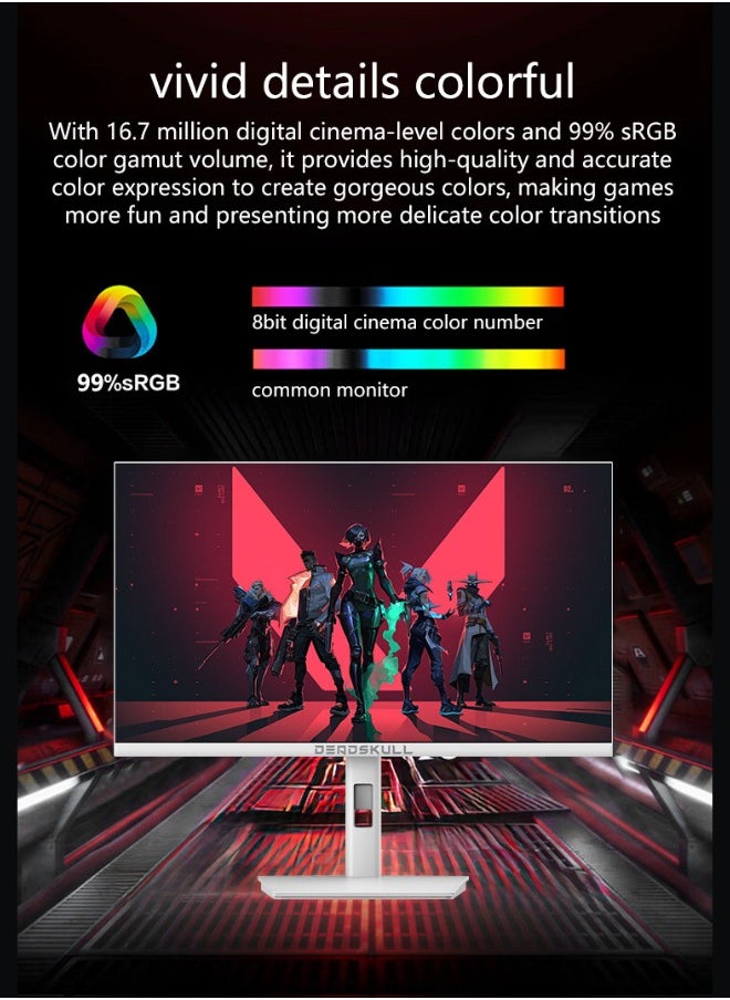 DEADSKULL - 27 Inch GMX27P Gaming Monitor 2K QHD 2560x1440, LED Panel Type, 180Hz Refresh Rate, 1ms Response Time,  Adaptive Sync and G-Sync Compatible, Adjustable Stand | White - Image 1