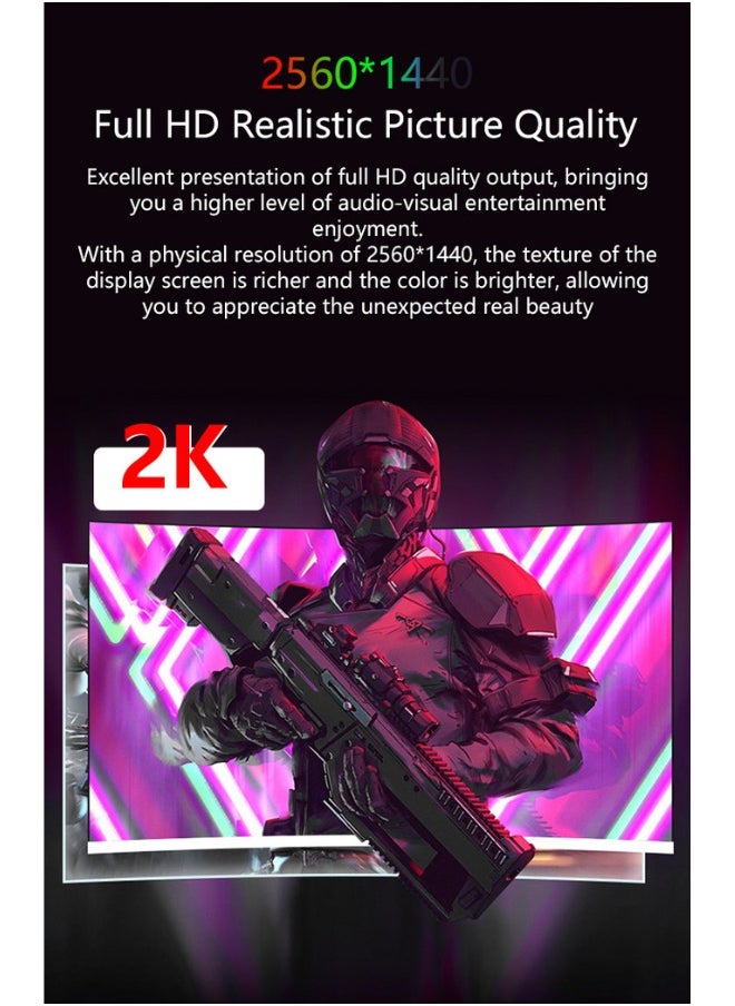 DEADSKULL - 27 Inch GMX27P Gaming Monitor 2K QHD 2560x1440, LED Panel Type, 180Hz Refresh Rate, 1ms Response Time,  Adaptive Sync and G-Sync Compatible, Adjustable Stand | White - Image 1