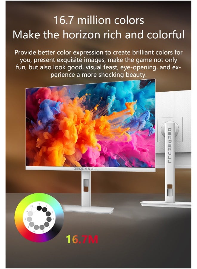 DEADSKULL - 27 Inch GMX27P Gaming Monitor 2K QHD 2560x1440, LED Panel Type, 180Hz Refresh Rate, 1ms Response Time,  Adaptive Sync and G-Sync Compatible, Adjustable Stand | White - Image 1