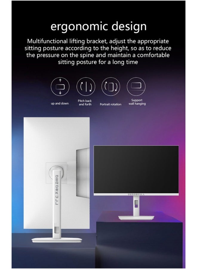DEADSKULL - 27 Inch GMX27P Gaming Monitor 2K QHD 2560x1440, LED Panel Type, 180Hz Refresh Rate, 1ms Response Time,  Adaptive Sync and G-Sync Compatible, Adjustable Stand | White - Image 1