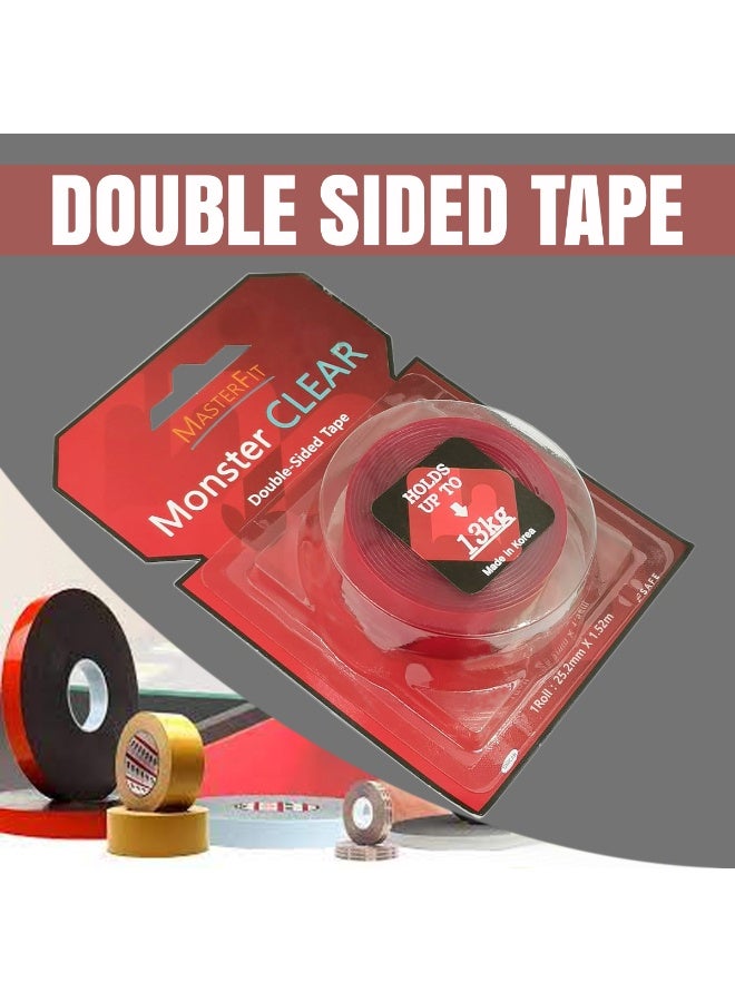 MASTERFIT Clear Double Sided Tape Heavy Duty Transparent Mounting Tape Strong Adhesive 13kg Hold - Image 4