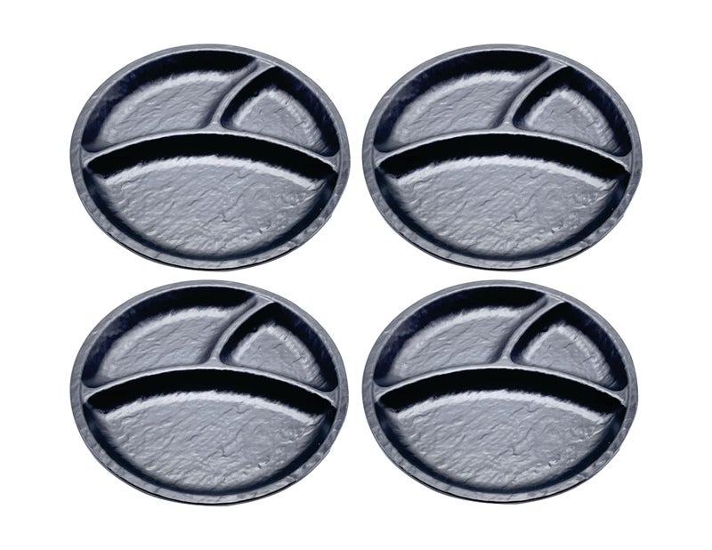 ZIDO Pack of 4 Multipurpose Round Shape Divider Plate for PAV BHAJI/CHILLA/IDLI/DOSA/VADA/Chole KULCHE/PANEER KULCHE ETC. - Image 1