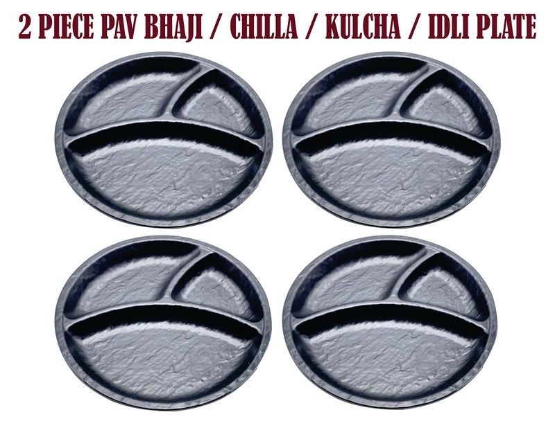 ZIDO Pack of 4 Multipurpose Round Shape Divider Plate for PAV BHAJI/CHILLA/IDLI/DOSA/VADA/Chole KULCHE/PANEER KULCHE ETC. - Image 2