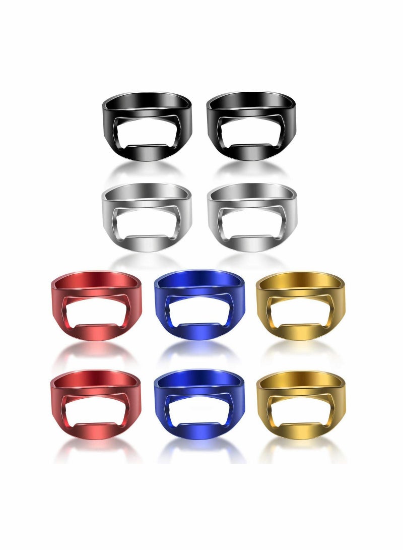 Y&D 10 Pieces Ring Bottle Opener Stainless Steel Beer Colorful Finger for Party Present Supplies  - Image 1
