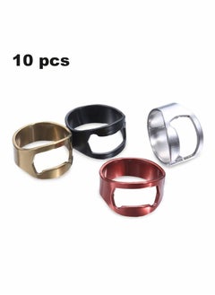 Y&D 10 Pieces Ring Bottle Opener Stainless Steel Beer Colorful Finger for Party Present Supplies  - Image 3