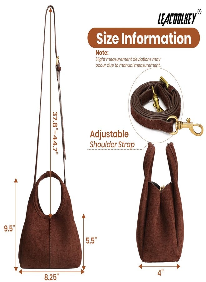 LEACOOLKEY Women's Suede Bag Small Top Handle Handbag Satchel Purse for Women Trendy Designer Shoulder Handbag - Image 4