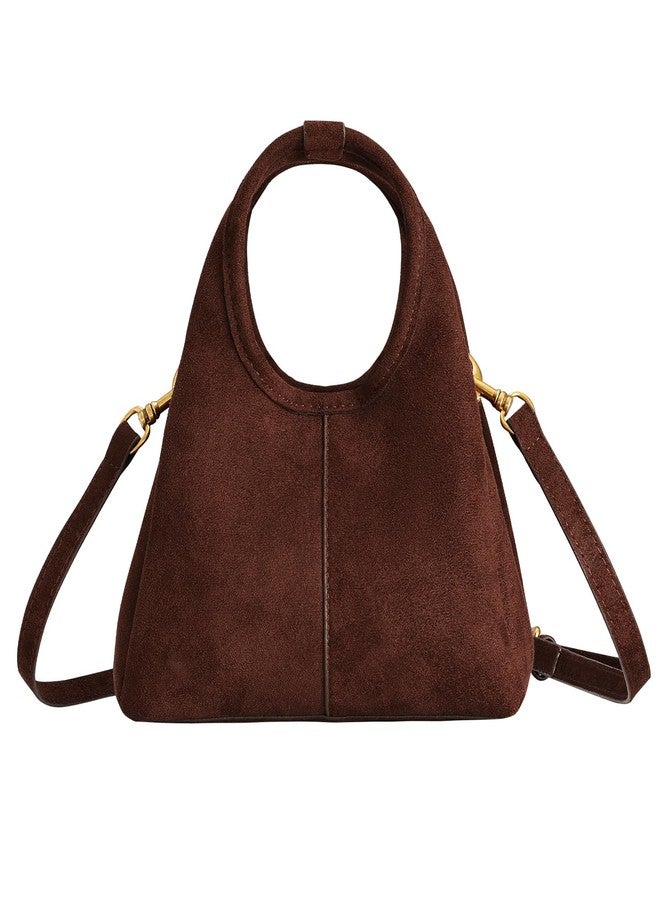 LEACOOLKEY Women's Suede Bag Small Top Handle Handbag Satchel Purse for Women Trendy Designer Shoulder Handbag - Image 1