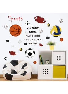 decalmile decalmile Sports Wall Decals Basketball Football Wall Stickers Peel and Stick Removable Wall Art for Kids Bedroom Boys Room Nursery Classroom  - Image 2