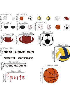 decalmile decalmile Sports Wall Decals Basketball Football Wall Stickers Peel and Stick Removable Wall Art for Kids Bedroom Boys Room Nursery Classroom  - Image 4
