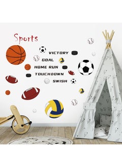 decalmile decalmile Sports Wall Decals Basketball Football Wall Stickers Peel and Stick Removable Wall Art for Kids Bedroom Boys Room Nursery Classroom  - Image 3
