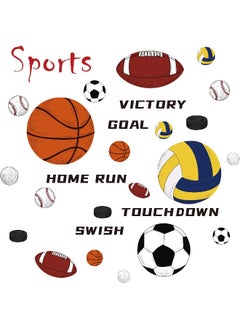 decalmile decalmile Sports Wall Decals Basketball Football Wall Stickers Peel and Stick Removable Wall Art for Kids Bedroom Boys Room Nursery Classroom  - Image 1