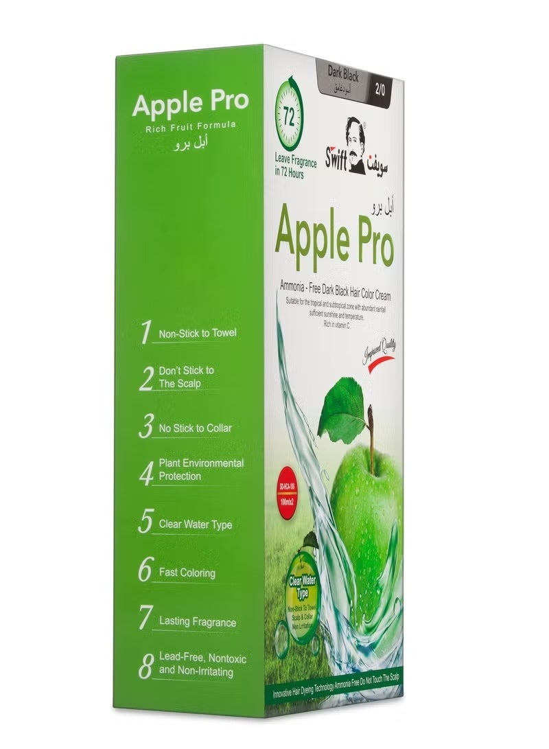 Swift صبغة شعر آبل برو السريعة (أسود داكن) كريم خالي من الأمونيا 100% تغطية للشيب، 2 × 100 مل - Image 2