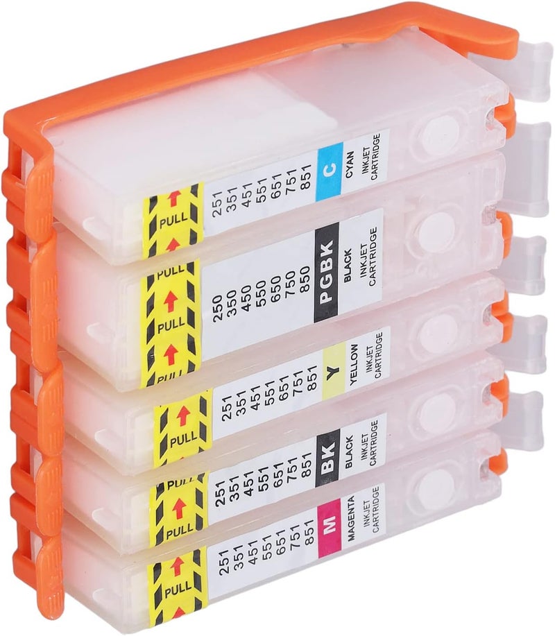 Ink Cartridge Reusable Smooth Ink Output 5 Colors PGBK BK C M Y Printer Cartridge (750-751) - Image 3