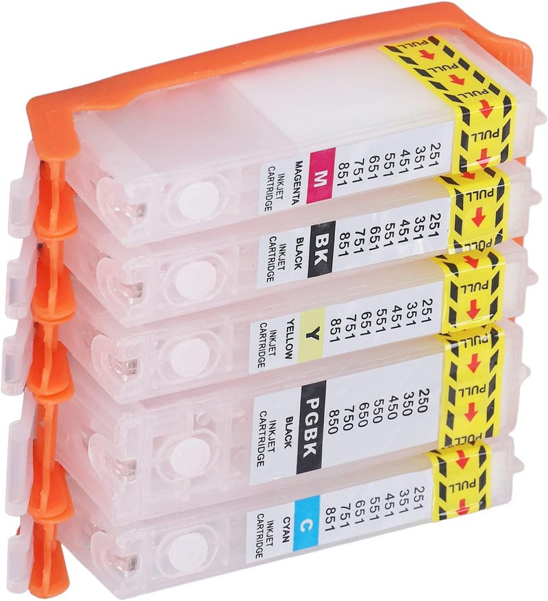 Ink Cartridge Reusable Smooth Ink Output 5 Colors PGBK BK C M Y Printer Cartridge (750-751) - Image 4