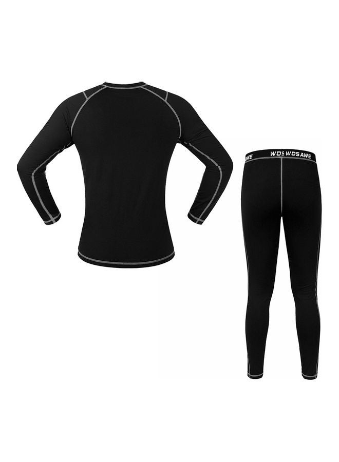 XiuWoo Men Long Sleeve Thermal Fleece Lined Compression Underwear Set Bicycle Jersey Base Layer Shirt and Pants Leggings for Cycling Running Jogging XL 35*5*25cm - Image 4