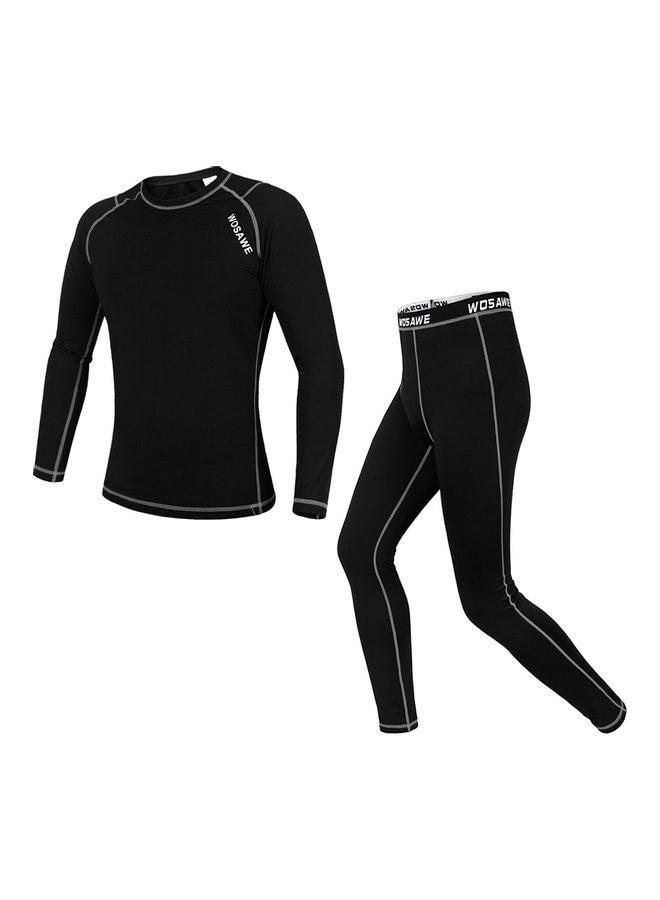 XiuWoo Men Long Sleeve Thermal Fleece Lined Compression Underwear Set Bicycle Jersey Base Layer Shirt and Pants Leggings for Cycling Running Jogging XL 35*5*25cm - Image 3