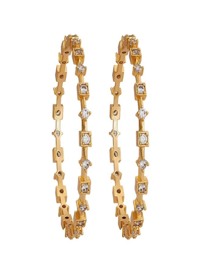 KUSHAL'S Fashion Jewellery White Gold Polished Copper Zircon Bangles, Best for Festive & Special Occasion - 452405 - Image 1