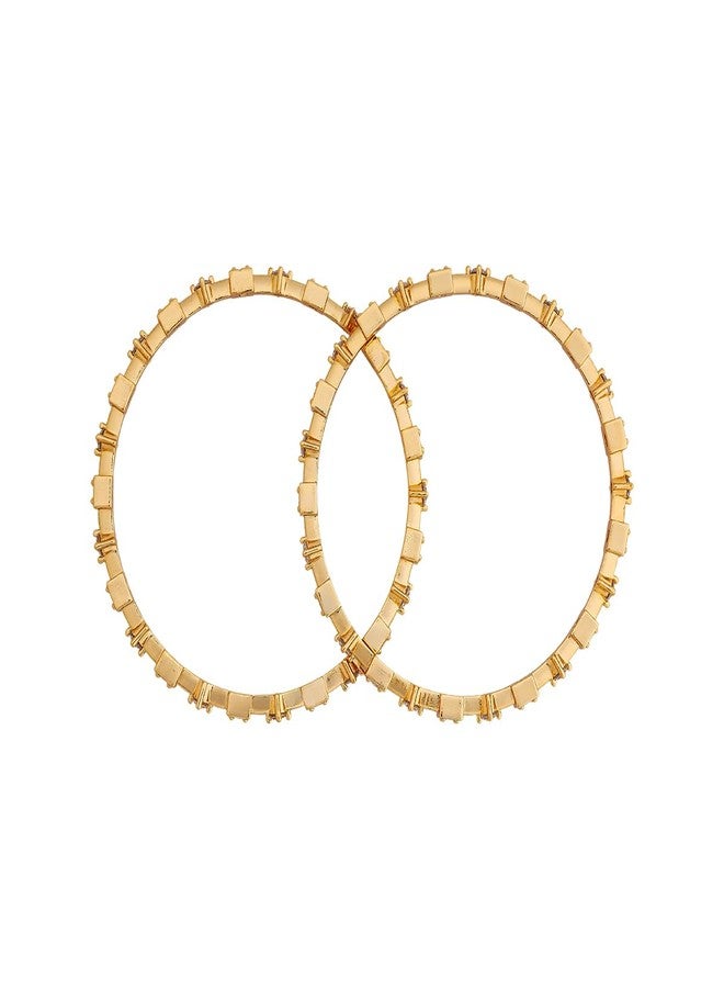 KUSHAL'S Fashion Jewellery White Gold Polished Copper Zircon Bangles, Best for Festive & Special Occasion - 452405 - Image 3
