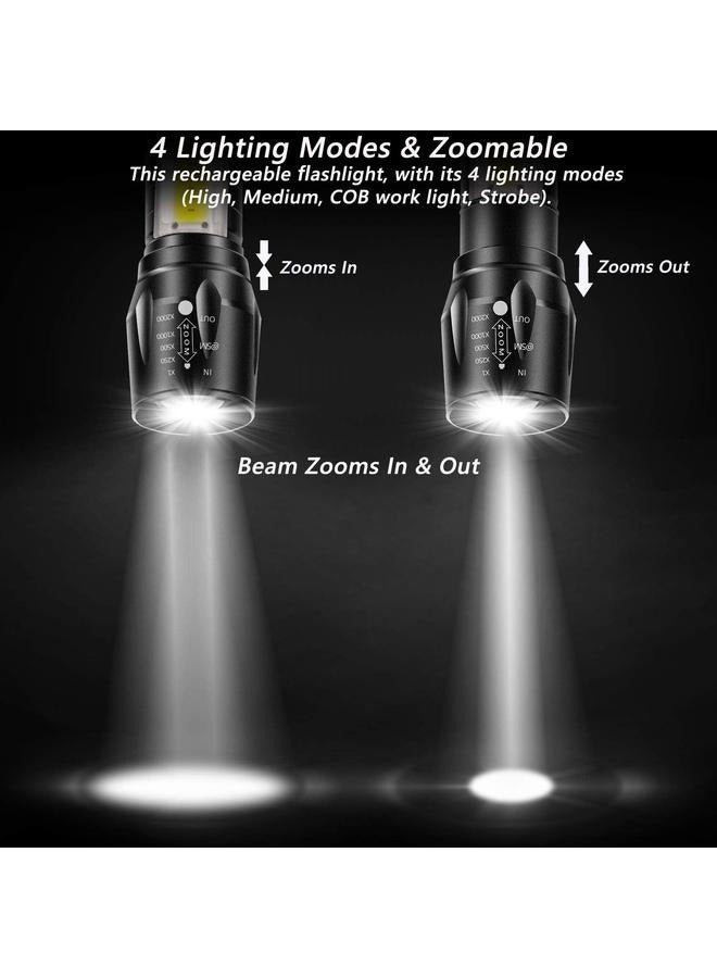 Rechargeable Flashlights High Llumens LED-Mini USB Rechargeable Flashlight Portable Waterproof Flashlight with COB Side Lights (1pack) - Image 4