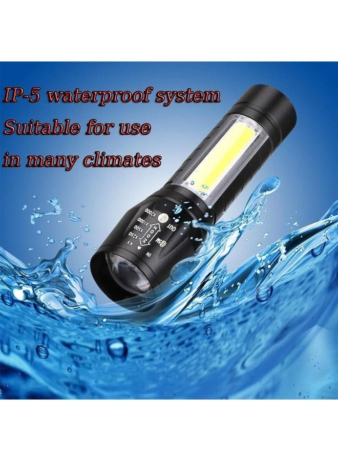 Rechargeable Flashlights High Llumens LED-Mini USB Rechargeable Flashlight Portable Waterproof Flashlight with COB Side Lights (1pack) - Image 3