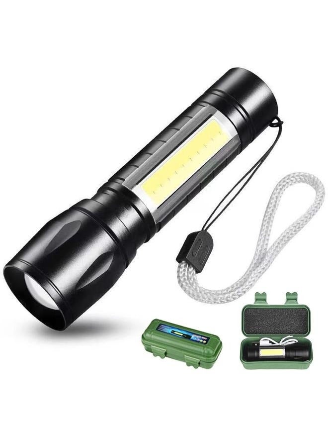 Rechargeable Flashlights High Llumens LED-Mini USB Rechargeable Flashlight Portable Waterproof Flashlight with COB Side Lights (1pack) - Image 1
