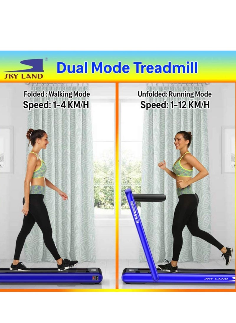 Sky Land - 2-in-1 Walking Pad Treadmill | 2.25 HP Quiet Motor, Bluetooth Speaker, LED Display & Compact Foldable Running machine for Home & Office – EM-1282-B - Image 1