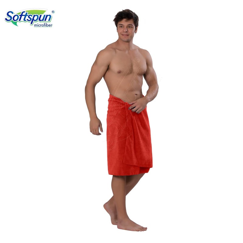 SOFTSPUN منشفة استحمام ميكروفايبر للعناية بالشعر والوجه SOFTSPUN 1 قطعة 60x120 سم حمراء فائقة الامتصاص ناعمة للغاية ومريحة سريعة الجفاف للاستخدام اليومي للرجال والنساء. - Image 5
