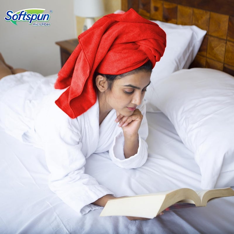 SOFTSPUN منشفة استحمام ميكروفايبر للعناية بالشعر والوجه SOFTSPUN 1 قطعة 60x120 سم حمراء فائقة الامتصاص ناعمة للغاية ومريحة سريعة الجفاف للاستخدام اليومي للرجال والنساء. - Image 4