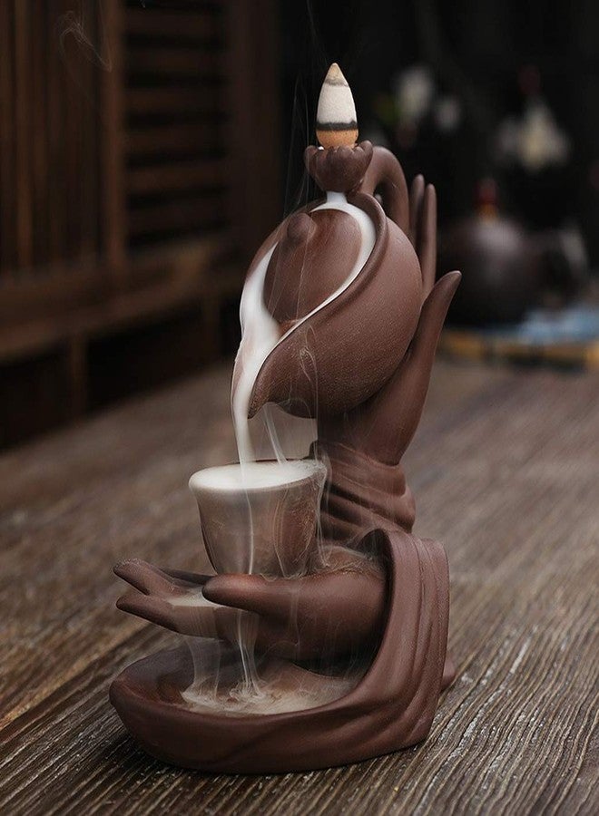 FIYOEO Buddha Hand Series Backflow Incense Burner Indoor Smoke Waterfall Incense Holder Creative Teapot Shaped Ceramic Incense Burner - Image 1