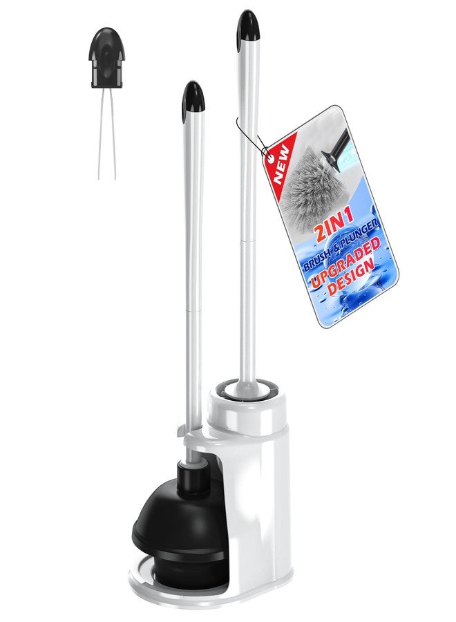 NEWE Toilet Brush and Plunger Set, 2 in 1 Toilet Plunger Heavy Duty, Toilet Brush and Holder with Hidden Tweezers, Toilet Bowl Brush for Bathroom Toilet - Image 1