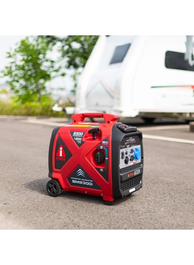 اي باور مولد عاكس هادئ بقوة 2300 واط للتخييم والمناسبات الخارجية ومحطة طاقة محمولة مزودة بمنفذ USB وخانق صديق للبيئة وعداد رقمي - طراز SM2300i - Image 3