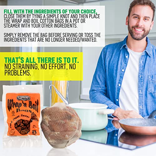 Landau Wrap 'N Boil Cotton Soup Bags - Cloth Bags Are Great For Creating Vegetable Soups, Gravy, Bone Broth, Coffee, Tea & More - Made In The USA - 12 Pack - Image 4