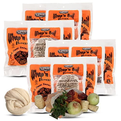 Landau Wrap 'N Boil Cotton Soup Bags - Cloth Bags Are Great For Creating Vegetable Soups, Gravy, Bone Broth, Coffee, Tea & More - Made In The USA - 12 Pack - Image 1