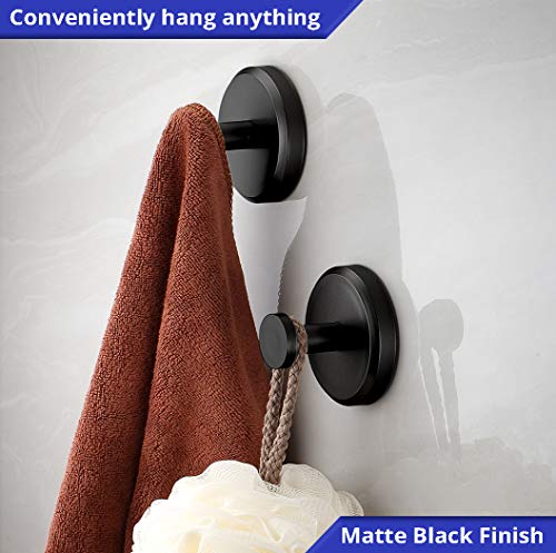 HOME SO Suction Cup Hooks for Shower, Bathroom, Kitchen, Glass Door, Mirror, Tile – Loofah, Towel, Coat, Bath Robe Hook Holder for Hanging up to 15 lbs – Waterproof & Rustproof, Matte Black (4-Pack) - Image 2