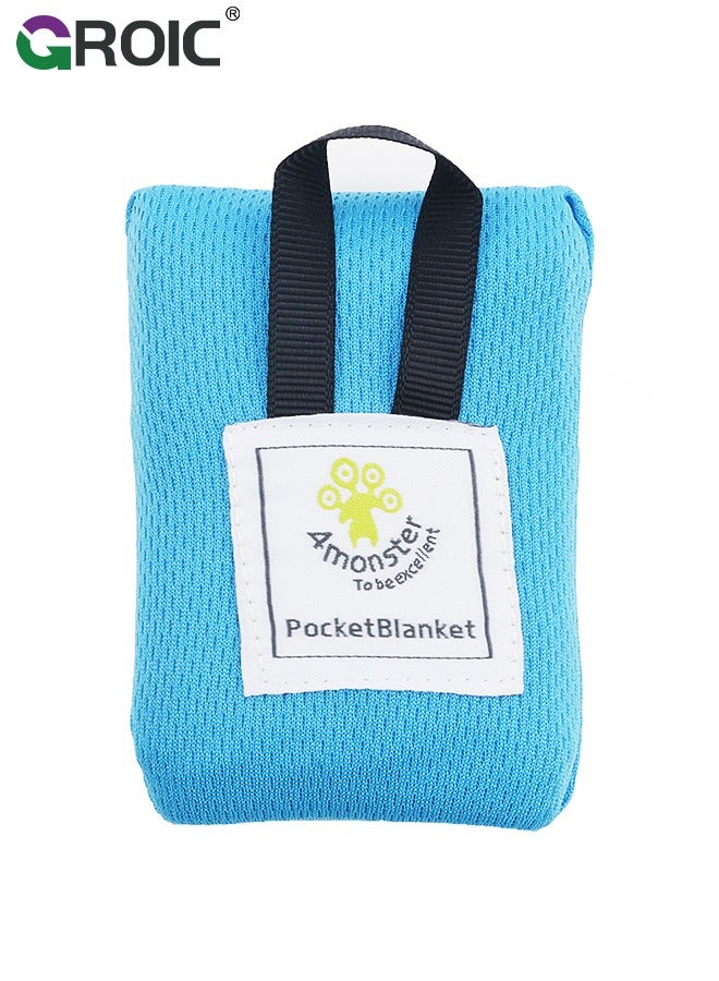 GROIC Picnic Blanket, Mini Pocket Beach Mat 27.5 x 43.3IN (1-2 People), Foldable Thin Ground Sheet for Outdoor Camping Hiking Travel, Lightweight Waterproof Sand Free with Hand Strap  - Image 1