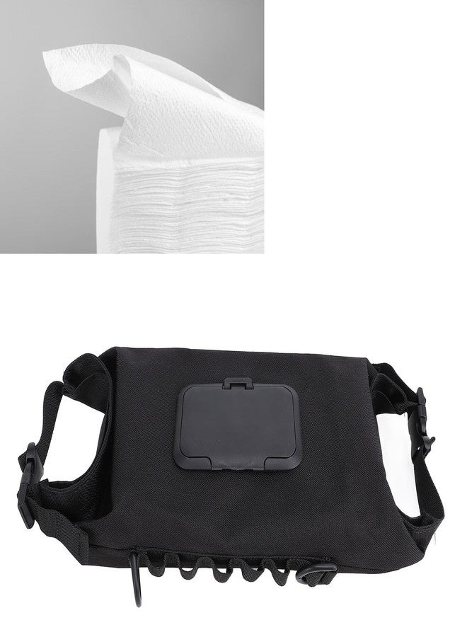Beufee Issue Holder Wet Tissue Box, Large Capacity Canvas Travel Camping Wipes Dispenser Pull Out Typeportable Camping Wet Wipe Pouch for Office Car Home (Black) - Image 2
