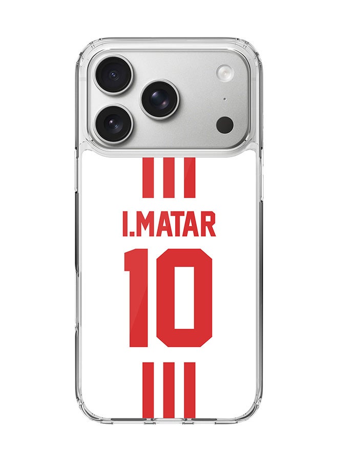 Stylizedd Classic Clear MagSafe Case for iPhone 17 Pro , Hybrid Soft Case Flexible Edges Anti Drop TPU PC Gel Thin Transparent Cover [ Designed for iPhone 17 Pro ] - Football Team - UAE, Player Name - I.Matar