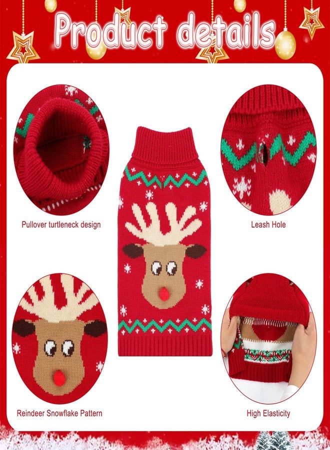 YUEPET Christmas Dog Sweaters Pullover, Reindeer Snowflake Christmas Outfits with Leash Hole, Classic Turtleneck Dog Clothes for Puppies Medium Dogs(XL) - Image 2