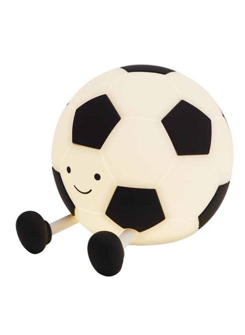 مصباح ليلي للأطفال على شكل كرة قدم، تصميم سيليكون قابل لإعادة الشحن، بطارية ٥٠٠ مللي أمبير/ساعة، إضاءة دافئة قابلة للتعتيم بثلاثة أوضاع، مع خاصية إيقاف التشغيل التلقائي بعد ٣٠ دقيقة، آمن ومريح للأطفال. مثالي لغرف الأولاد، وهدايا أعياد الميلاد، والمناسبات. - Image 1