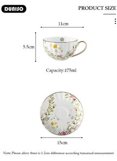 DUNISO Ceramic Tea Cups and Saucers,  Glazed Tea Mugs,  Latte Cups and Espresso Mug for Coffee Drinks and Tea, Kitchen and Living Room Saucers Set,Ceramic Coffee Cup for Office and Home  - Image 4