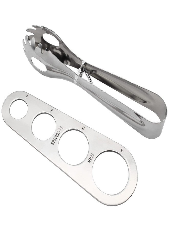 Coufce Spaghetti Server Set, Stainless Steel Food Tong and Spaghetti Measure Tool for Noodles Pasta Serving - Image 1