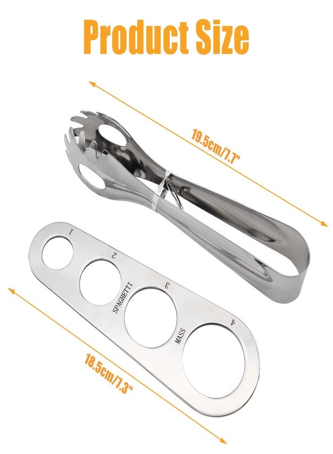 Coufce Spaghetti Server Set, Stainless Steel Food Tong and Spaghetti Measure Tool for Noodles Pasta Serving - Image 2