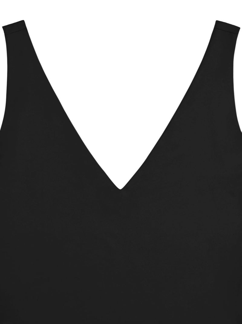 REORIA Women's Summer Sexy Plunge Deep V Neck Double Lined Sleeveless Backless Slim Fitted Cami Camisole Going Out Cropped Tank Top Trendy Basic Crop Tops Black Small - Image 5