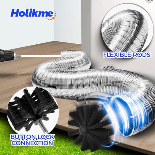 Holikme 15 Feet Dryer Vent Cleaner Kit Lint Remover Extends Up to 15 Feet Synthetic Brush Head Use with or Without a Power Drill - Image 5