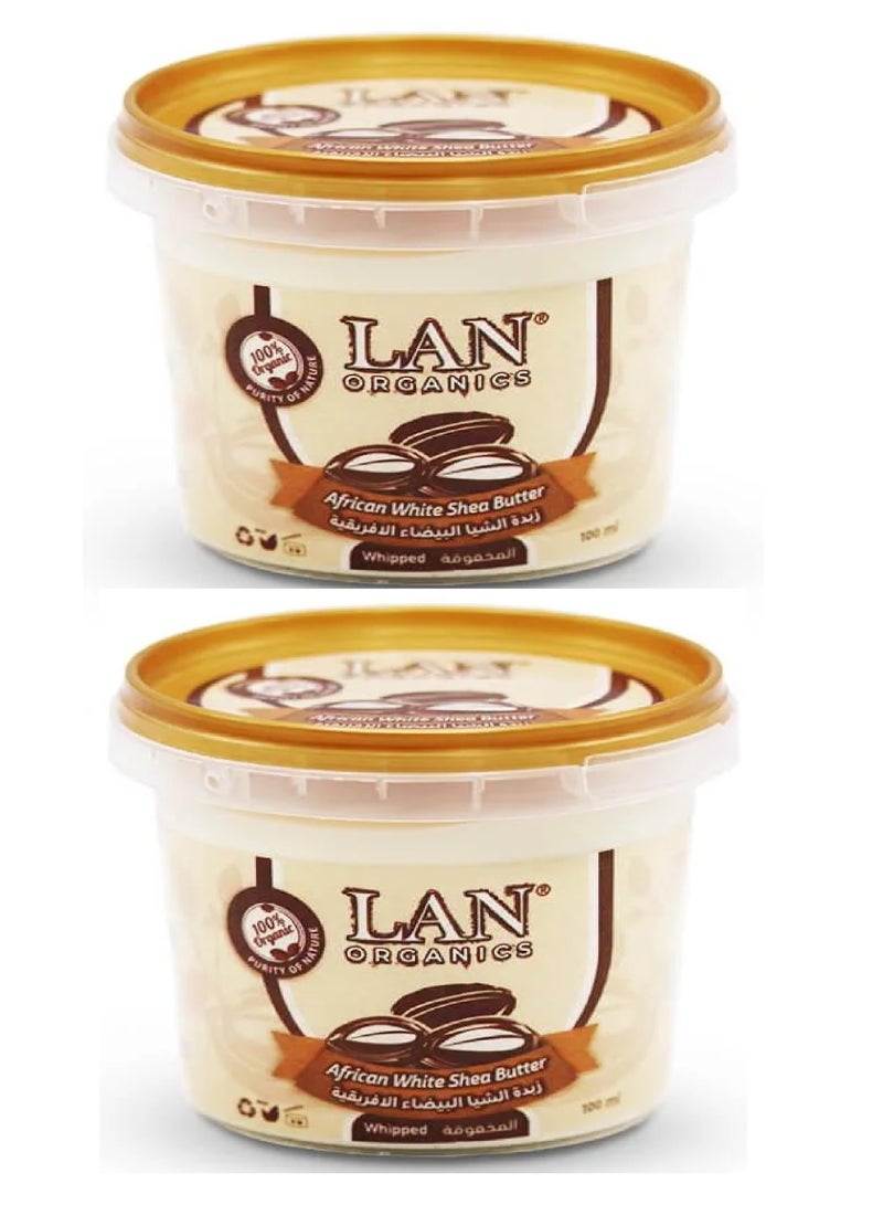 لان اورجنيك قطعتين من زبدة الشيا البيضاء الأفريقية 100x2 مل - Image 1