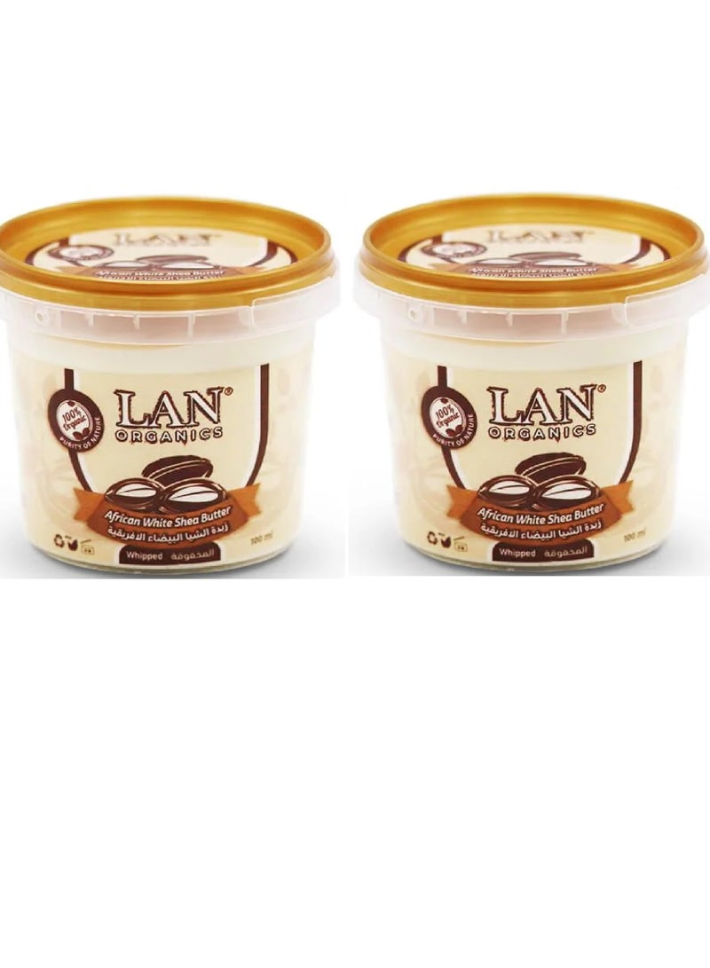 لان اورجنيك قطعتين من زبدة الشيا البيضاء الأفريقية 100x2 مل - Image 2